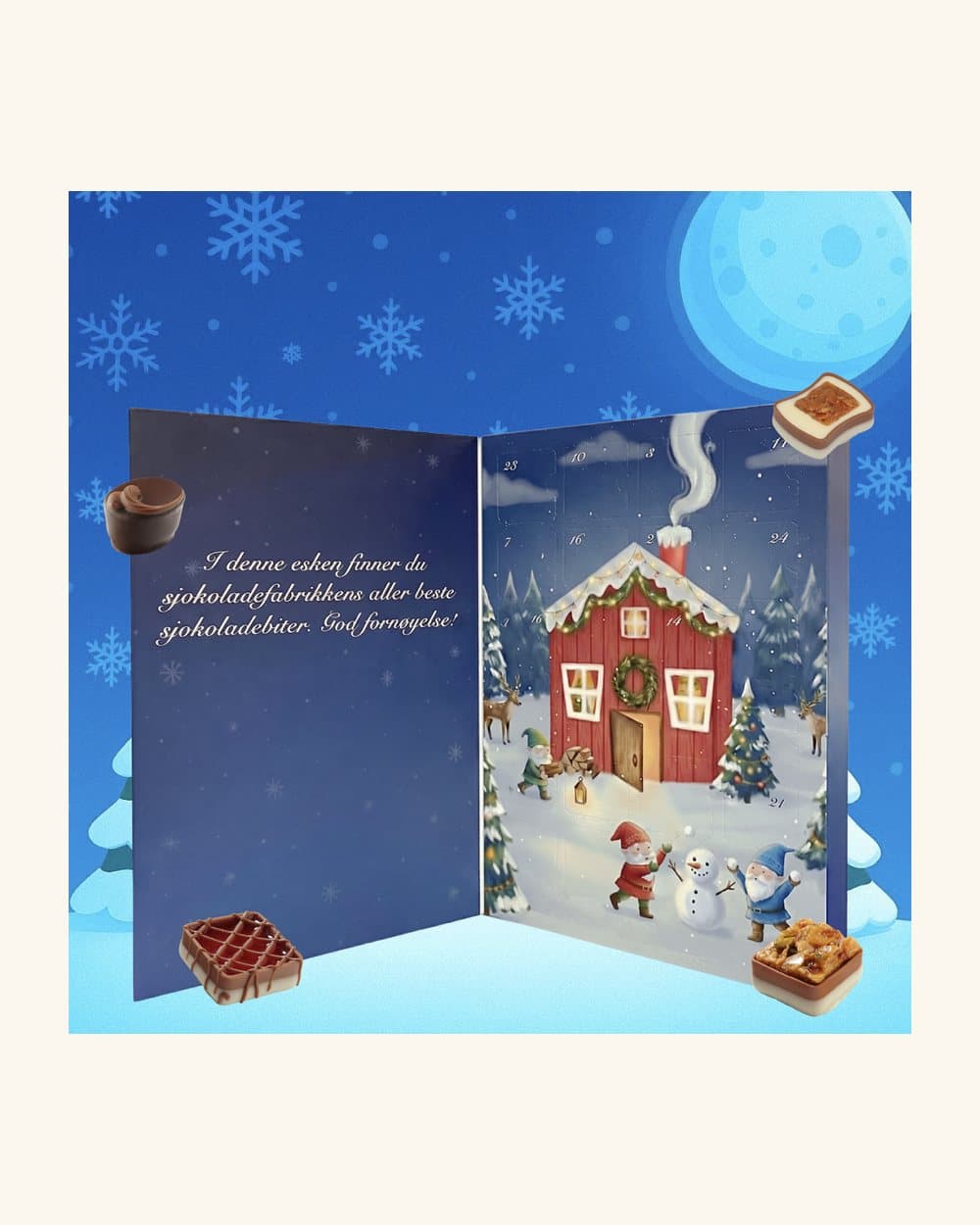 Konfektkalender fra Den Lille Sjokoladefabrikken produktbilde